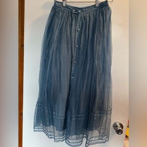 Runaway Bicycle Lola Silk Skirt Blue Long Skirt Small New French Blue
